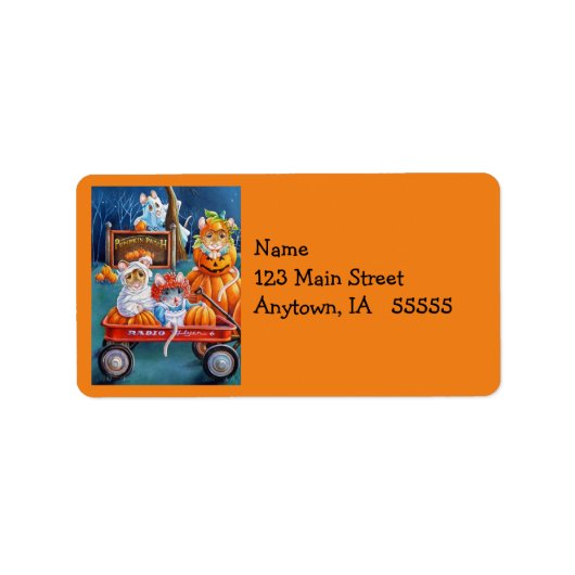 ハロウィーンネズミインPumpkin Patch Water Color Art ラベル (正面)