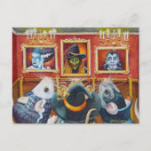 ハロウィーンネズミ来館美術館水彩画 ポストカード (正面)