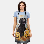 ハロウィーンノバスコシアとカボチャ怖い エプロン (着用した状態)