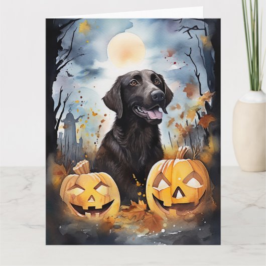 ハロウィーンノバスコシアとカボチャ怖い カード (正面)