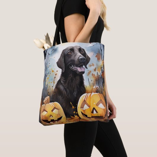 ハロウィーンノバスコシアとカボチャ怖い トートバッグ (クローズアップ)
