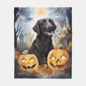 ハロウィーンノバスコシアとカボチャ怖い フリースブランケット (正面)