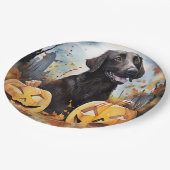 ハロウィーンノバスコシアとカボチャ怖い ペーパープレート (アングル)