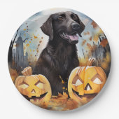 ハロウィーンノバスコシアとカボチャ怖い ペーパープレート (正面)