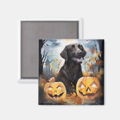 ハロウィーンノバスコシアとカボチャ怖い マグネット (正面/裏面)