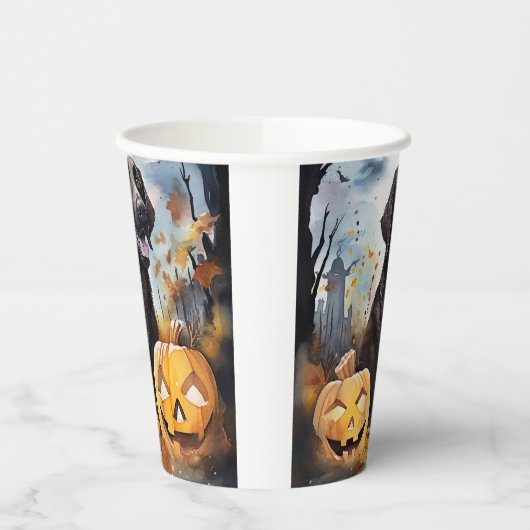 ハロウィーンノバスコシアとカボチャ怖い 紙コップ (左)