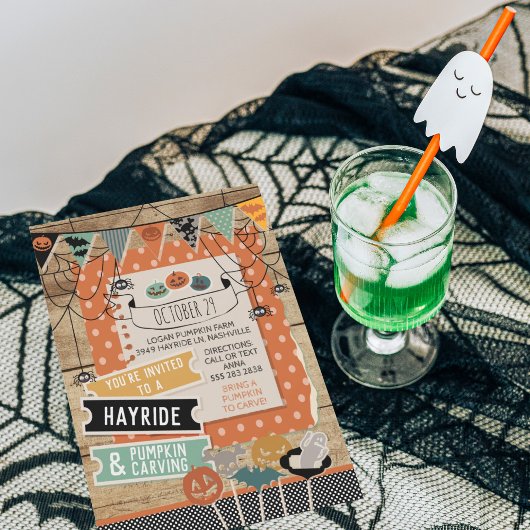 ハロウィーンハイライドアンドパンプキンカービング招待状 招待状