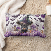 ハロウィーンハイランドカウウィッチパープルカボチャ ランバークッション (ブランケット)