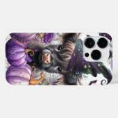 ハロウィーンハイランドカウウィッチパープルカボチャ iPhoneケース (裏面横)