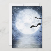 ハロウィーンハインティングフルムーンブルーホワイトこうもり 招待状 (裏面)