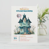 ハロウィーンハウスウォーミングニューホームピンクムーンキュート 招待状 (スタンド正面)