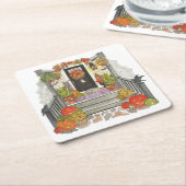 ハロウィーンハウスキャット スクエアペーパーコースター (アングル)