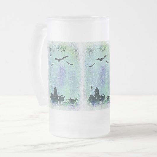 ハロウィーンハウス |クモ+こうもり! フロストグラスビールジョッキ (正面左)