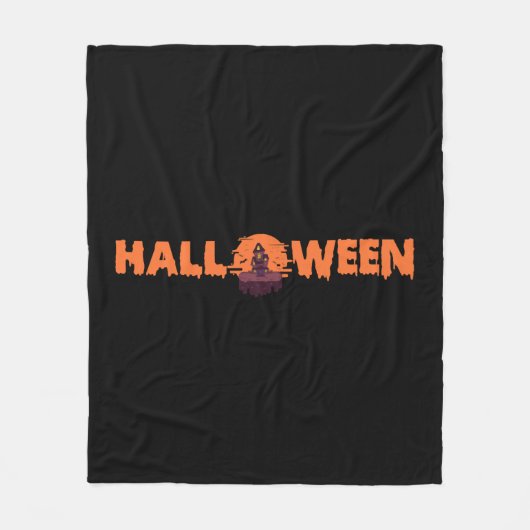 ハロウィーンハウス フリースブランケット (正面)