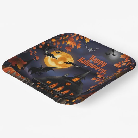 ハロウィーンハウス ペーパープレート (傾斜あり)