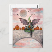 ハロウィーンハガキ魔女キャットカボチャ ポストカード (正面/裏面)