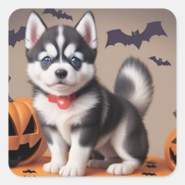 ハロウィーンハスキーパピースシール スクエアシール