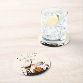 ハロウィーンハッピーアワーカボンプキンカクテルベビーシャワー ラウンドペーパーコースター