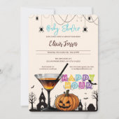 ハロウィーンハッピーアワーカボンプキンカクテルベビーシャワー 招待状 (正面)