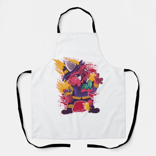 ハロウィーンハッピーハローウィン消防服 エプロン (正面)