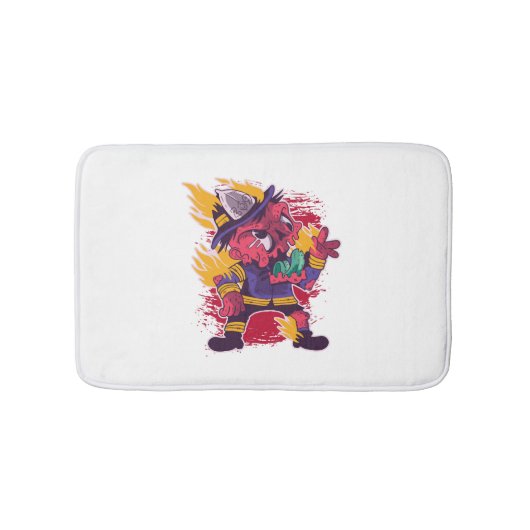 ハロウィーンハッピーハローウィン消防服 バスマット (正面)