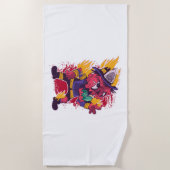 ハロウィーンハッピーハローウィン消防服 ビーチタオル (正面)