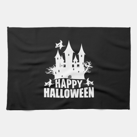 ハロウィーンハッピーハローウィン誕生日 キッチンタオル (横)