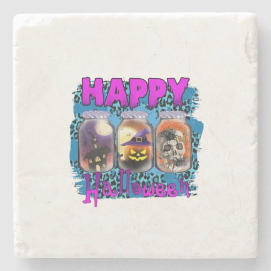 ハロウィーンハッピーハローウィン誕生日 ストーンコースター (正面)