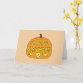 ハロウィーンハッピーバースデー、漫画。 カード (黄色い花)