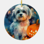 ハロウィーンハバニーズとカボチャ怖い セラミックオーナメント (裏面)