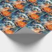 ハロウィーンハバニーズとカボチャ怖い ラッピングペーパー (角)