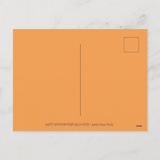 ハロウィーンハミングバード&ハロウィーンのカボチャのちょうちんウィムシーホリ シーズンポストカード (裏面)