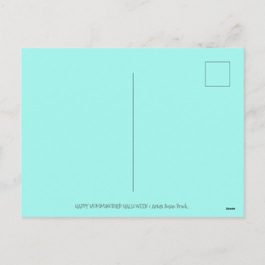 ハロウィーンハミングバード&ハロウィーンのカボチャのちょうちんウィムシー シーズンポストカード (裏面)