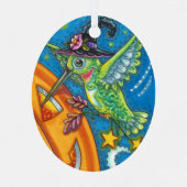 ハロウィーンハミングバード&ハロウィーンのカボチャのちょうちんウィムシー メタルオーナメント (裏面)