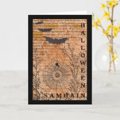 ハロウィーンハロウィンスパイダーウェブ カード (黄色い花)