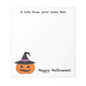 ハロウィーンハロウィーンのカボチャのちょうちんとウィッチハット ノートパッド (正面)