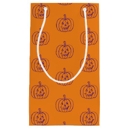 ハロウィーンハロウィーンのカボチャのちょうちんオレンジ紫 スモールペーパーバッグ