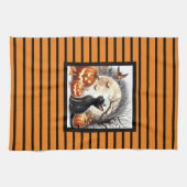 ハロウィーンハロウィーンのカボチャのちょうちんカボチャと猫 キッチンタオル (横)