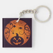 ハロウィーンハロウィーンのカボチャのちょうちんカボチャ顔とスパイダー キーホルダー (裏面)