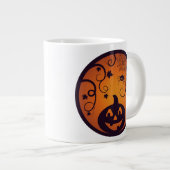 ハロウィーンハロウィーンのカボチャのちょうちんカボチャ顔とスパイダー ジャンボコーヒーマグカップ (正面右)