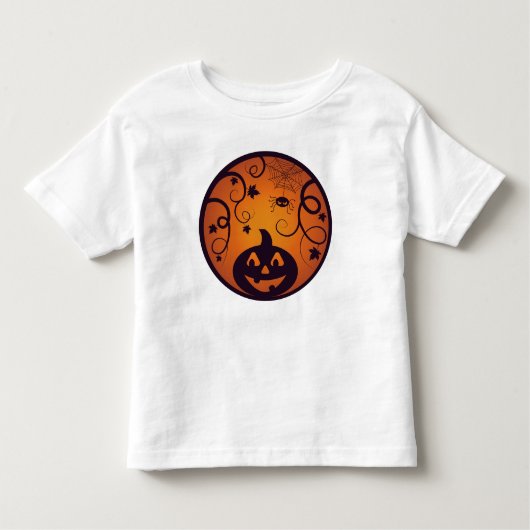ハロウィーンハロウィーンのカボチャのちょうちんカボチャ顔とスパイダー トドラーTシャツ (正面)
