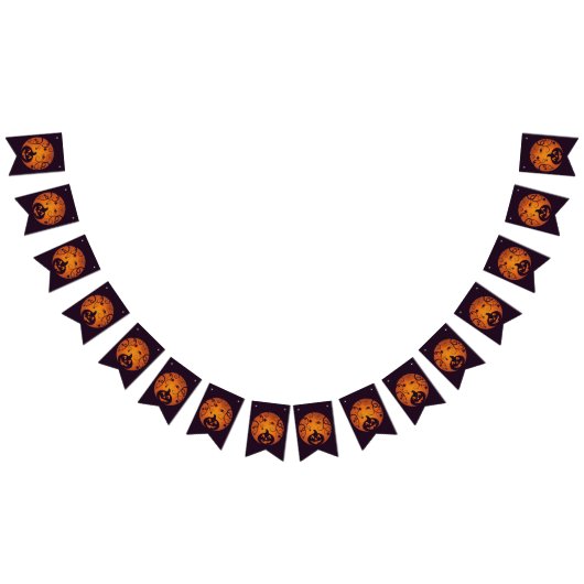 ハロウィーンハロウィーンのカボチャのちょうちんカボチャ顔とスパイダー バンティングフラッグ (全)
