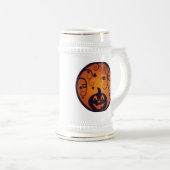 ハロウィーンハロウィーンのカボチャのちょうちんカボチャ顔とスパイダー ビールジョッキ (正面右)