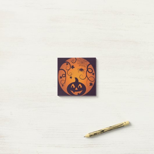 ハロウィーンハロウィーンのカボチャのちょうちんカボチャ顔とスパイダー ポストイット (デスク上)