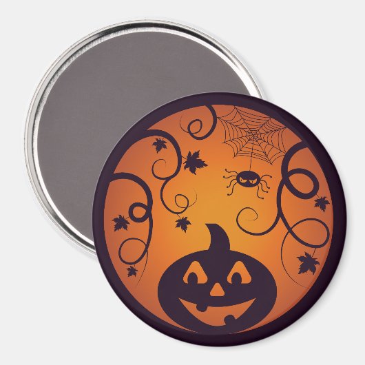ハロウィーンハロウィーンのカボチャのちょうちんカボチャ顔とスパイダー マグネット (正面/裏面)