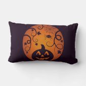 ハロウィーンハロウィーンのカボチャのちょうちんカボチャ顔とスパイダー ランバークッション (裏面)