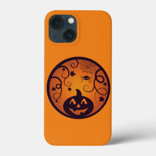 ハロウィーンハロウィーンのカボチャのちょうちんカボチャ顔とスパイダー iPhone 13 MINIケース