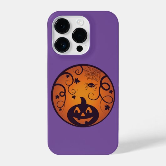 ハロウィーンハロウィーンのカボチャのちょうちんカボチャ顔とスパイダー iPhoneケース (裏面)
