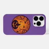 ハロウィーンハロウィーンのカボチャのちょうちんカボチャ顔とスパイダー iPhoneケース (裏面横)