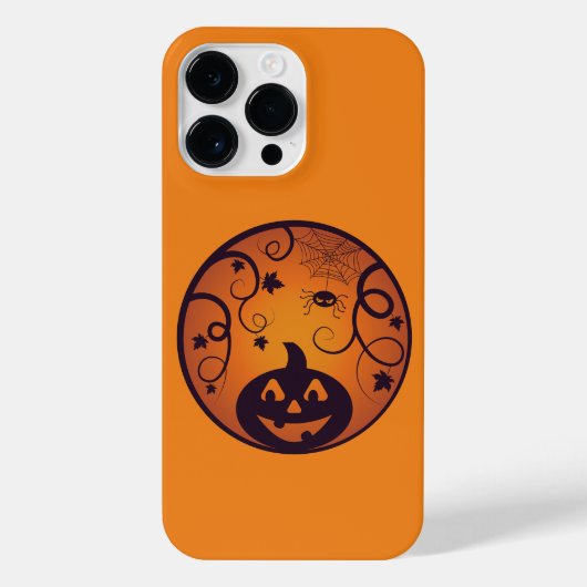 ハロウィーンハロウィーンのカボチャのちょうちんカボチャ顔とスパイダー iPhoneケース (裏面)